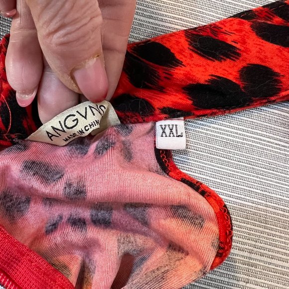 Long Red Leopard Print Dress, XXL - Picture 10 of 10